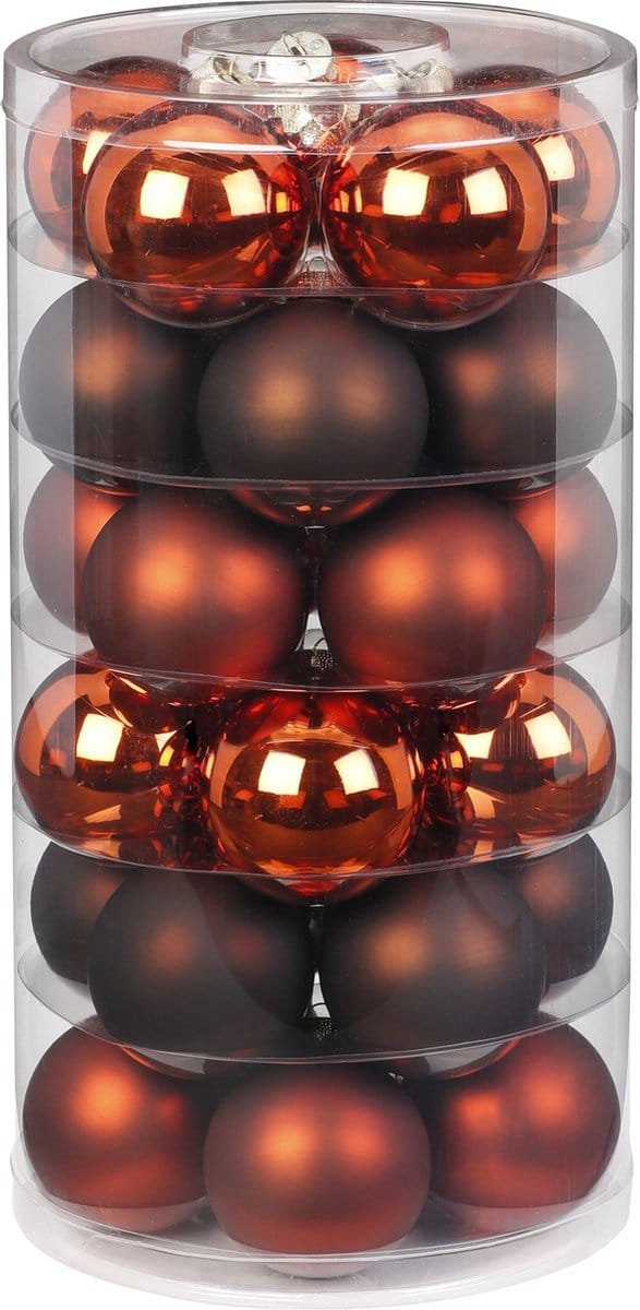 Inge Christmas Kerstballen - 30x st - kastanje bruin - D6 cm - glas - mat/glans - kerstversiering