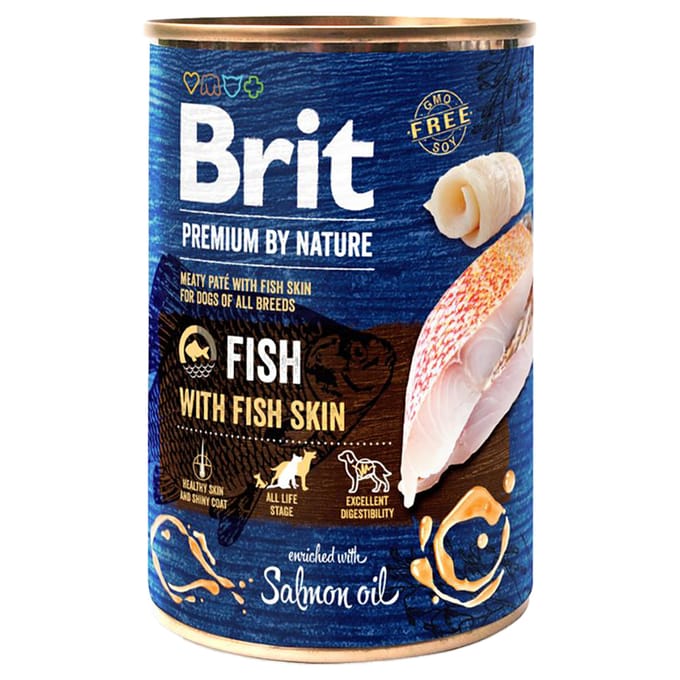 Brit Premium natvoer in blik 400 gr - vis met vishuid - 6 x 400 gram