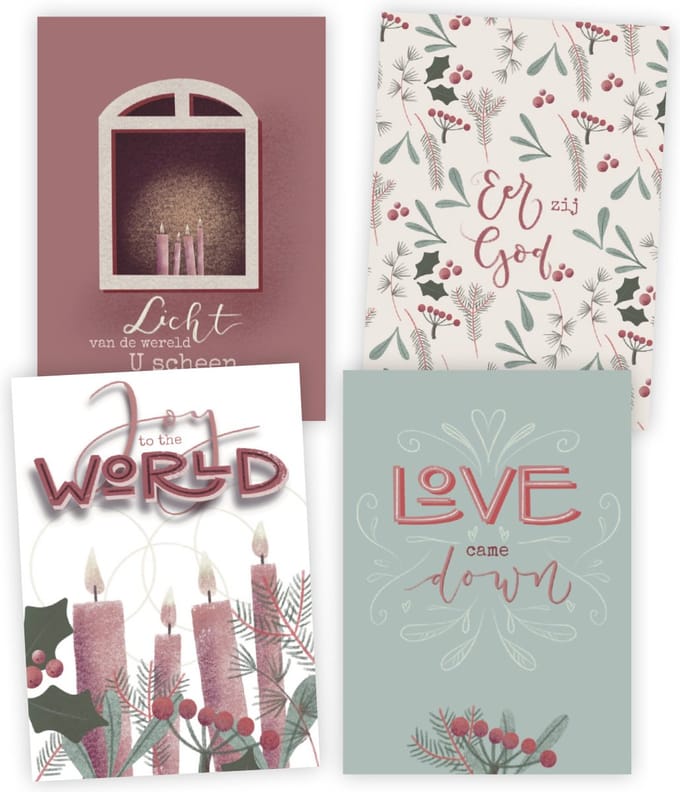 Kerstkaart Marjolein 'Joy to the world' ' 12 stuks met envelop