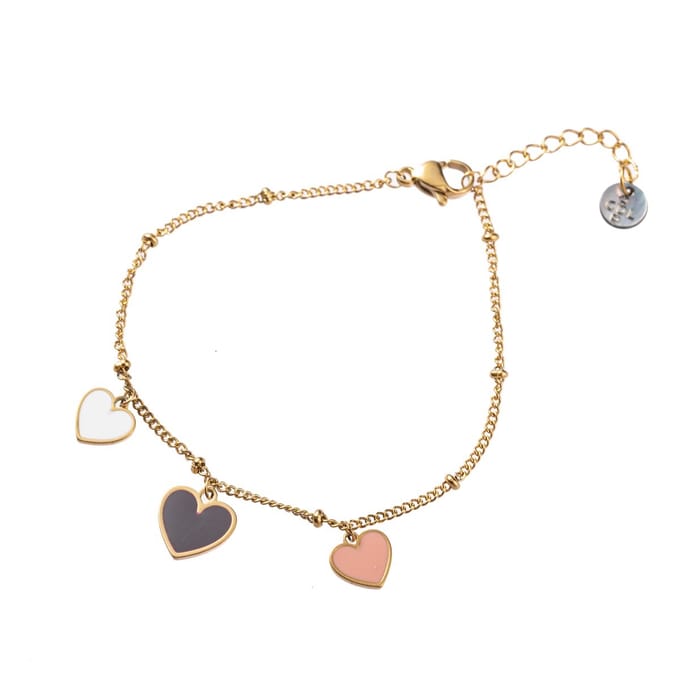 Go Dutch Label Armband (Sieraad) 3 charm hartjes Goud/Blauw