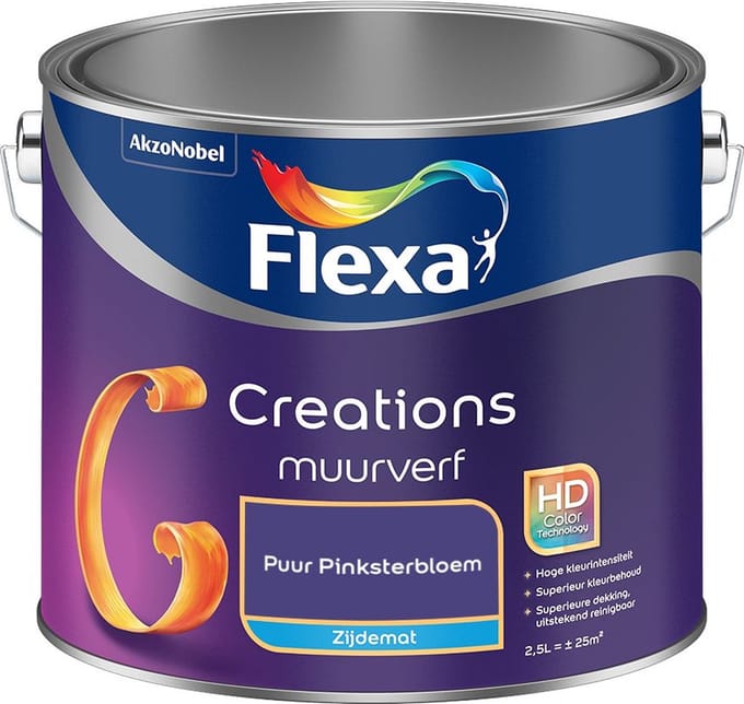 Flexa - Creations Muurverf Zijdemat - Puur Pinksterbloem - Mengverf - 2,5 L