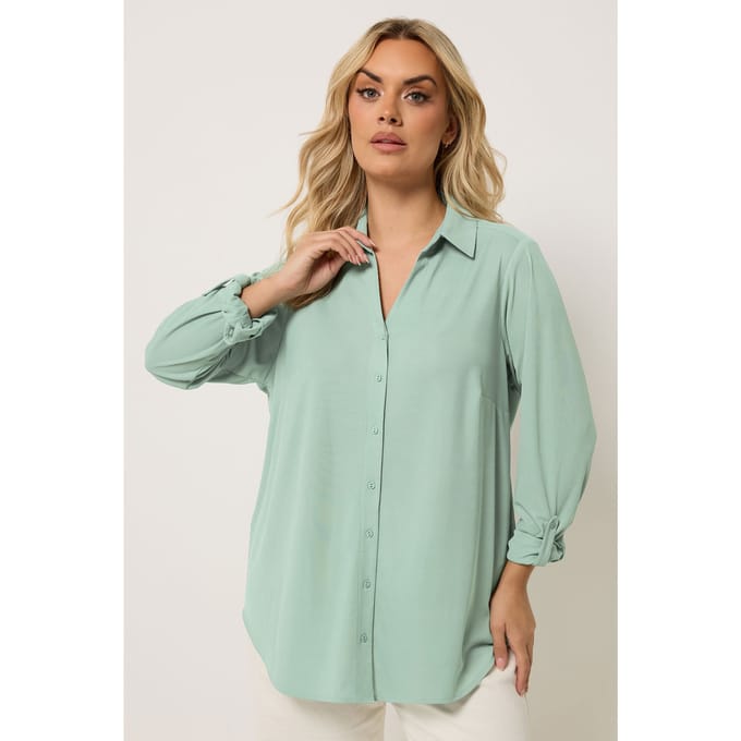 Yours Saliegroene Geribbelde Tshirt Size 58-60