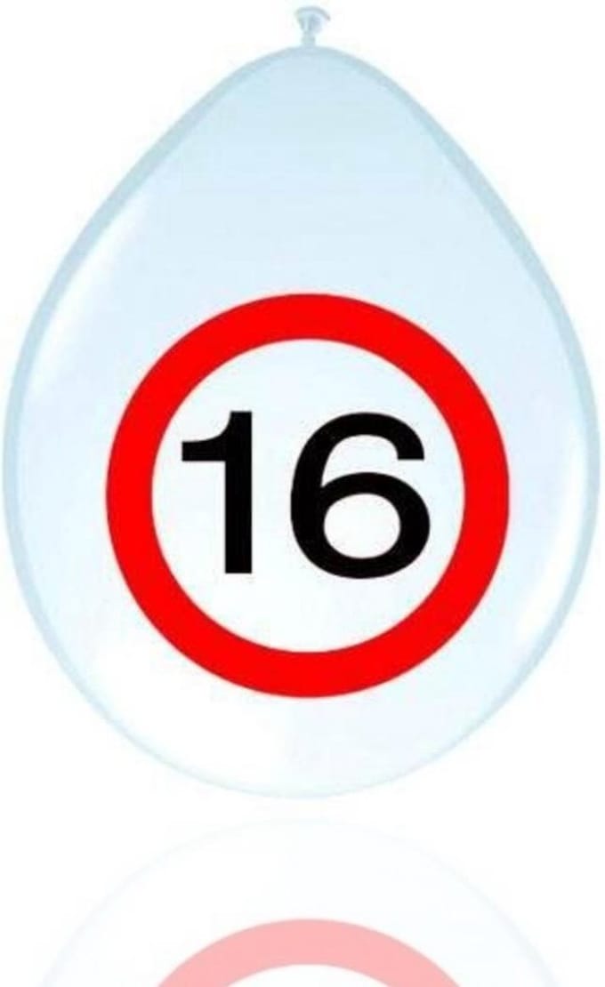 3BMT Ballonnen 16 jaar - decoratie 16 jaar - 10 stuks