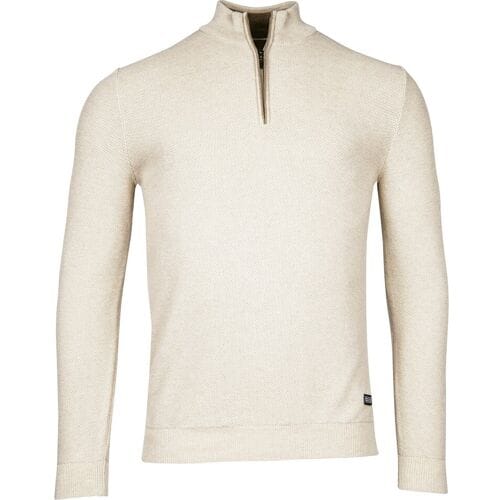 Baileys Trui Half Zip Structure Knit Combed Cotton Kitt Melange / male