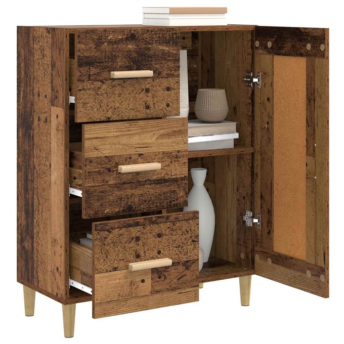 vidaXL - Dressoir - Oud - hout - 69,5 - x - 34 - x - 90 - cm - Bewerkt - hout