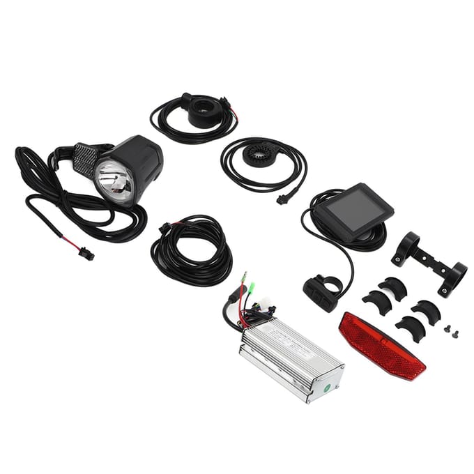 Elektrische Fiets Conversie Kit 25A Controller LCD8H Paneel Koplamp Achterlicht Duim Gashendel voor 500W black