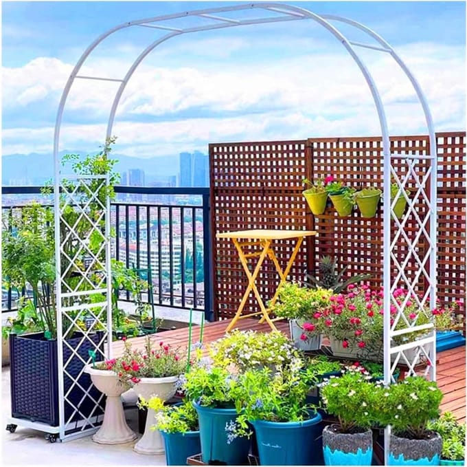 Tuinboog Metaal - Bruiloft Prieel - Decoratie Buiten - Stevig Staal - 200 x 250 cm - Wit