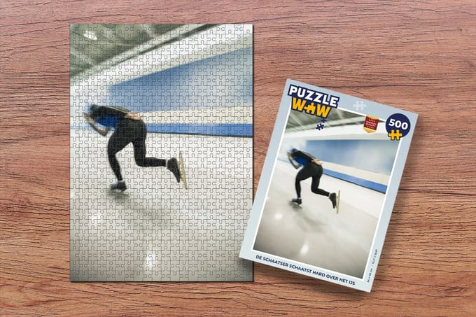 Puzzel De schaatser schaatst hard over het ijs - Legpuzzel - Puzzel 500 stukjes