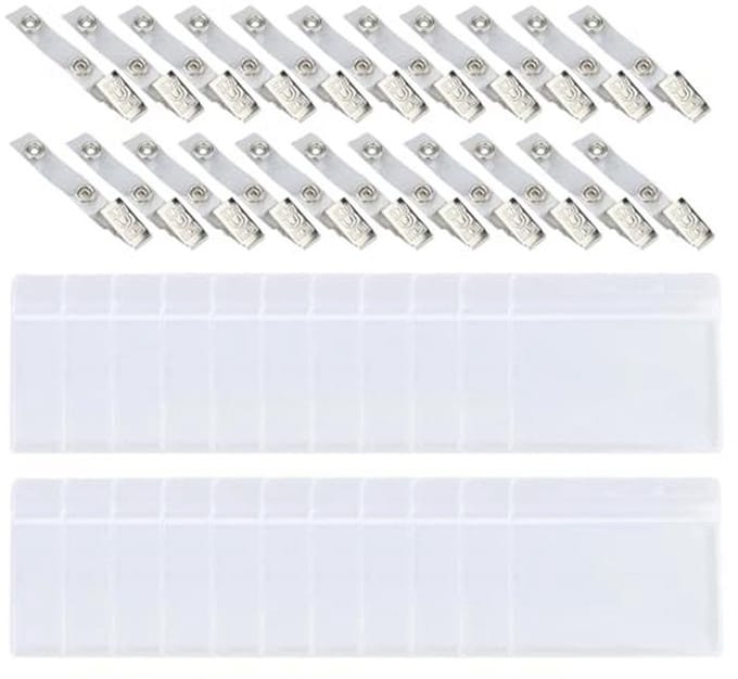 Transparante kaarthouder set met 22 clips voor ID, studenten- en betaalkaarten