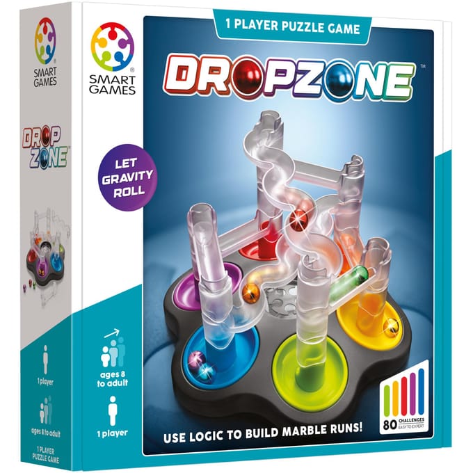 SmartGames Dropzone - Logisch Denkspel & Knikkerbaan - 80 Educatieve Bouwuitdagingen - Solospel - Vanaf 8 Jaar
