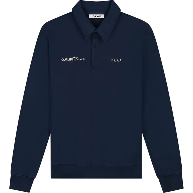 Olaf Script Friends Oversized Polo Polos Donkerblauw M240206