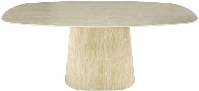 Giga Meubel Eettafel Centro - Deens Ovaal Keramiek Travertin - 180x90x76cm