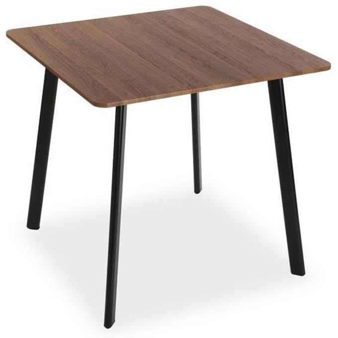 Table de salle à manger - VERSA - Klaudia - Bois, PVC et métal - Marron et noir noir
