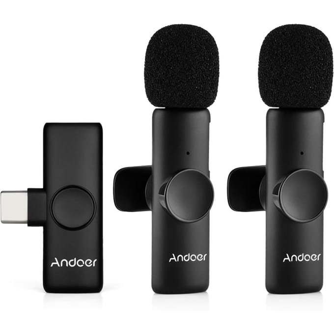 Andoer OneTriggerTwo Mini 2.4G draadloos microfoonsysteem(2 zenders + 1 ontvanger) Clipon One-Trigger-Two