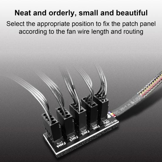 COOLMOON F5 PWM Ventilator Splitter Brede Compatibiliteit 1 naar 5 4-Pin 33,5cm Kabel CPU zwart