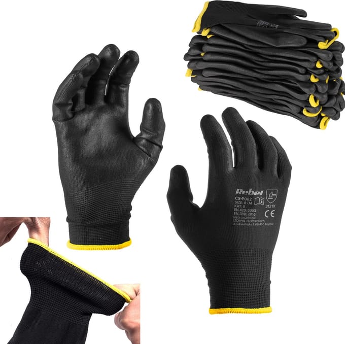 REBEL Tools Serie - Polyurethaan Werkhandschoenen - Maat 8 - Elastische Manchet