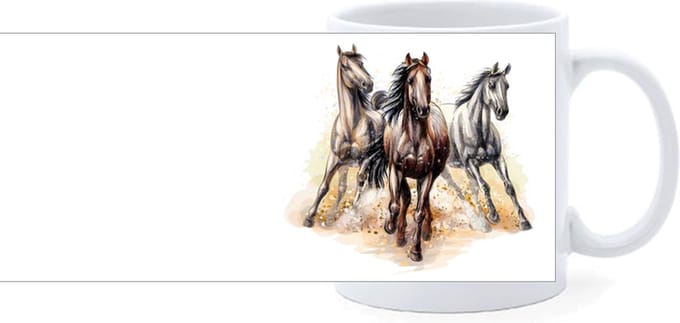 Beker - Paarden in Galop Getekend
