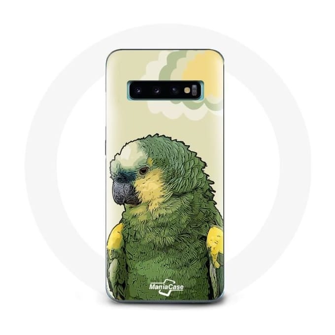 Coque - MANIACASE - Samsung Galaxy S10 - Souple - Vert - Perroquets vert