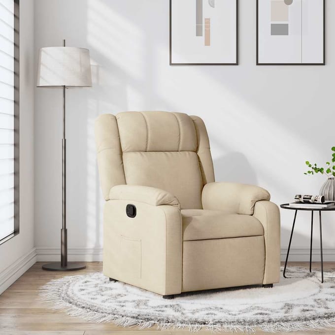 vidaXL - Fauteuil - verstelbaar - stof - crèmekleurig