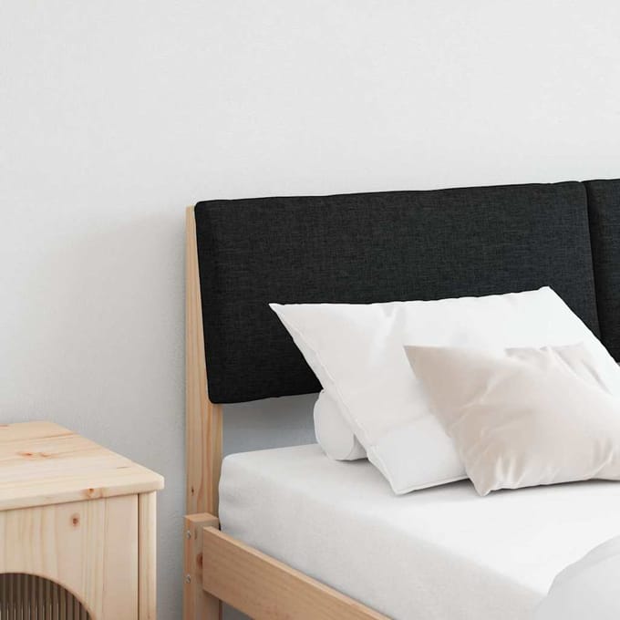 vidaXL - Gestoffeerd - hoofdbord - Zwart - 140 - cm - Massief - grenenhout