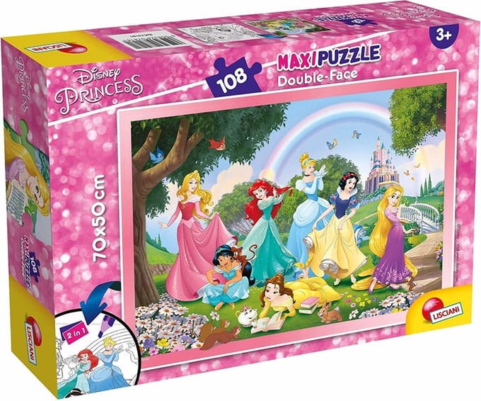 Lisciani - Disney Princess rainbow- Double face - Puzzel Maxifloor - 108 stukjes