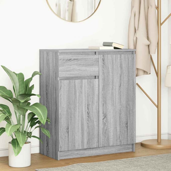 vidaXL - Dressoir - met - lade - 71x35x84 - cm - spaanplaat - grijs - Sonoma