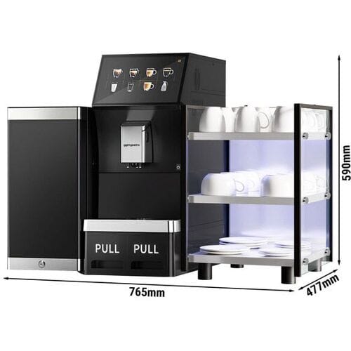 GGM Gastro Kaffeevollautomat - 16 Programme - 10 Zoll Touchscreen - inkl. Tassenwärmer & Milchkühlschrank