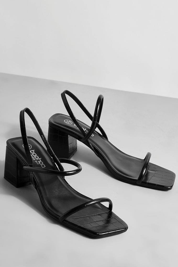 boohoo Dames Wide Fit Low Block Slingback Hakken | Zwart | Maat: 41