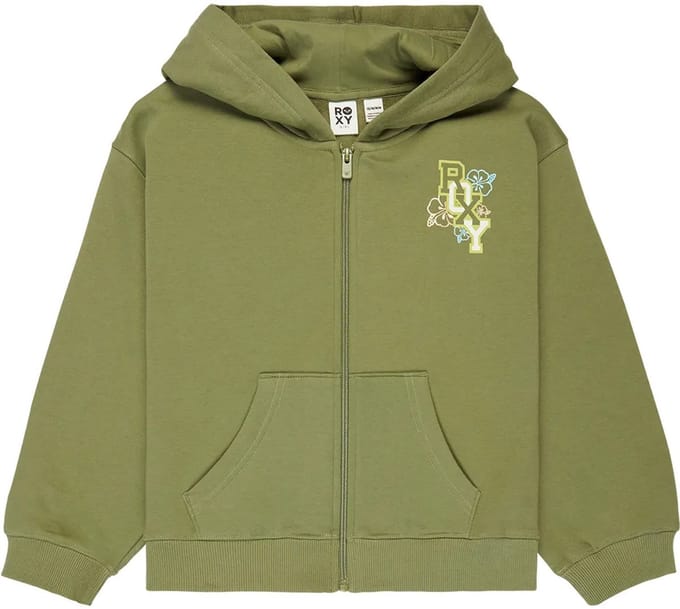 Roxy Midnight Hike Bruhsed Rg Sweatshirt Met Rits Groen 14 Years Meisje