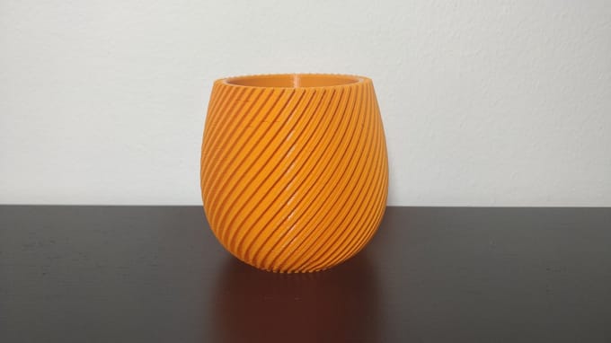Spiraal gedraaide bloempot 3d geprint Oranje 8CM