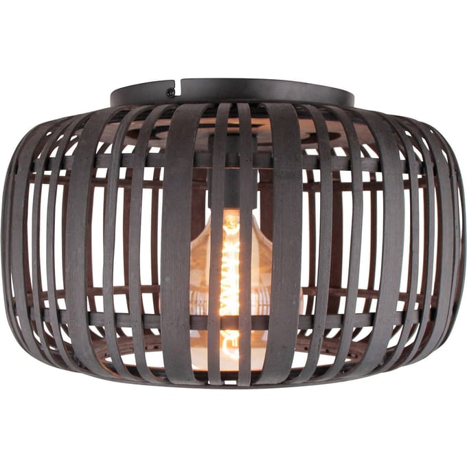 Brilliant Woodrow - Plafondlamp - E27 max 1x60W - Hout/Zwart