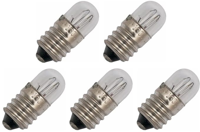 Signaallamp E10 130V 2.6W - 20 mAh - 5 stuks - T9 Gloeilamp Ø9mm - 23mm - 2500K - Dimbaar