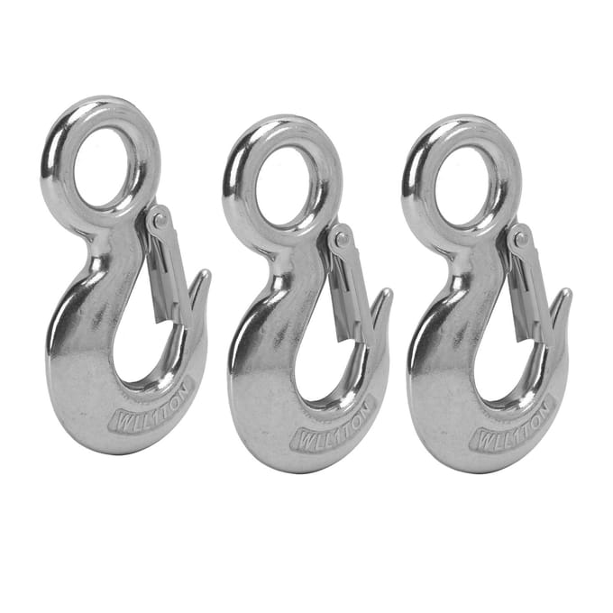 3 stuks Oog Sliphaak met Veiligheidssluiting Roestvrij Staal Marine Hefoog Hijshaak Slinghaak 1T