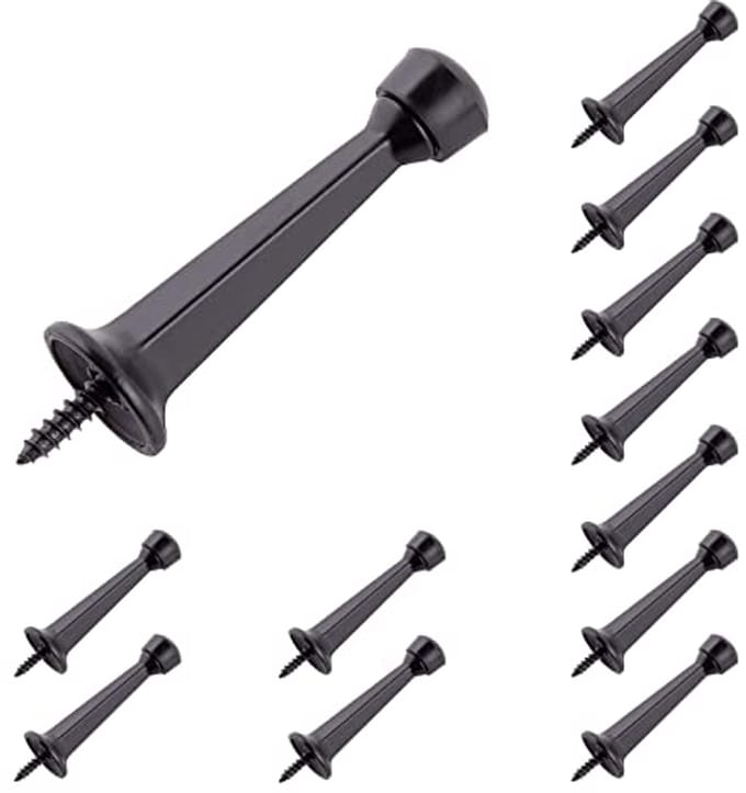 Zware deurstopper 3" - 12-pack mat zwart met kunststoffen tip voor muur- en deurbescherming
