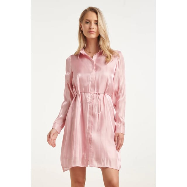 Smashed Lemon Glanzende midi-jurk met taillekoord |