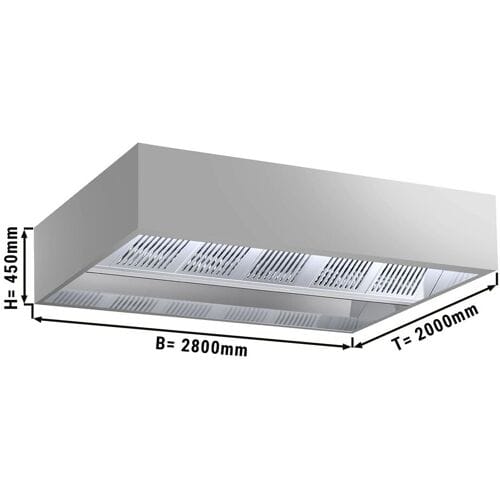 GGM Gastro Induktions-Deckenhaube - 2800mm - ohne Motor - mit Filter