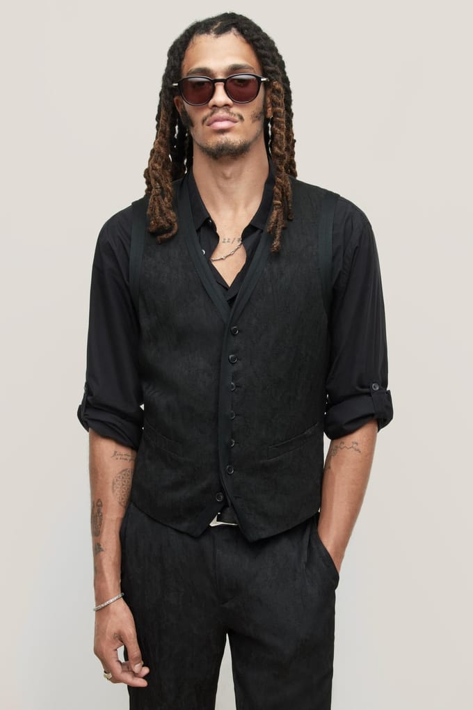 John Varvatos Button Front Vest With Ve Black Taglia: 48 | Gilet Outlet | Uomo | Nero