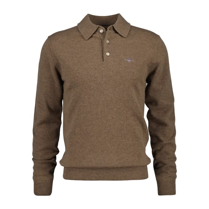 Gant 8060109 Lange Mouw Poloshirt Bruin 2XL Man