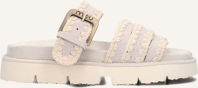 Mou Bio Sandal Buckle Strap Slippers - Dames - Grijs - Maat 40