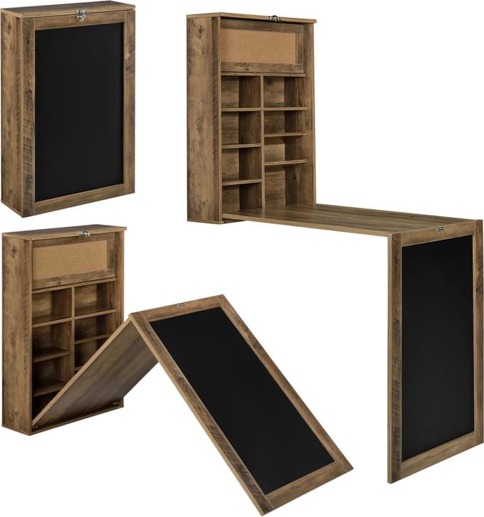 Klaptafel eettafel voor wandmontage met krijtbord hout