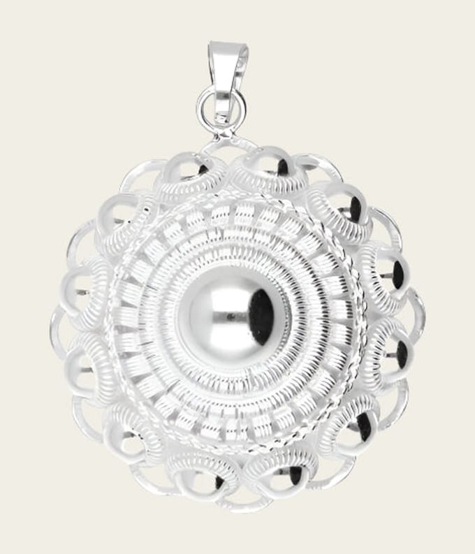 Zilveren Zeeuwse knop knoop 37 mm. ketting hanger