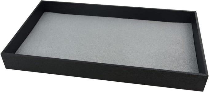 Houten Presentatie Lade - Sieraden Display Lade - Objecten Presenteren - Fluweel Gevlokte Voering - 38 mm diep - Grijs
