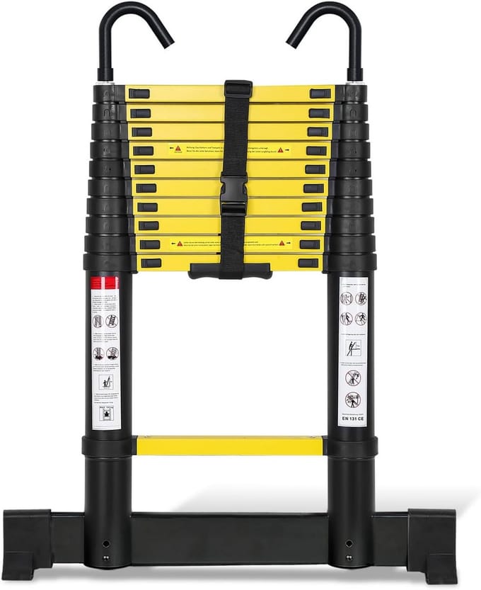 Telescopische Uitschuifbare Ladder 3.2 Meter met Haken - Max 150 kg