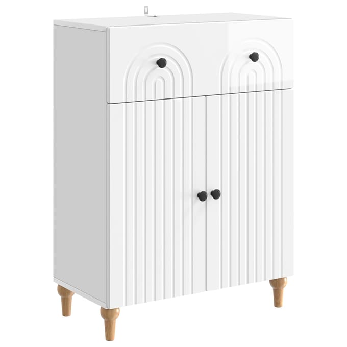 vidaXL - Dressoir - Hoogglans - Wit - 66 - x - 34,5 - x - 90 - cm - Bewerkt - hout