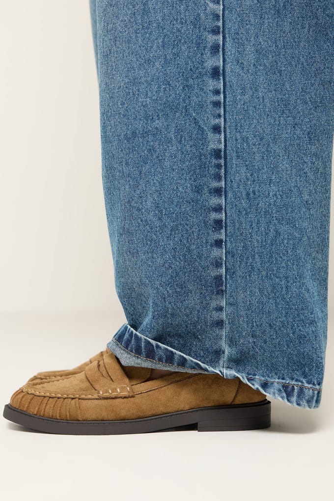 Yours Lichtbruine Loafers Van Imitatiesuède In Brede Eeepasvormsize 37EEE