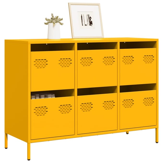 vidaXL - Dressoir - 101,5x39x73,5 - cm - koudgewalst - staal - mosterdgeel