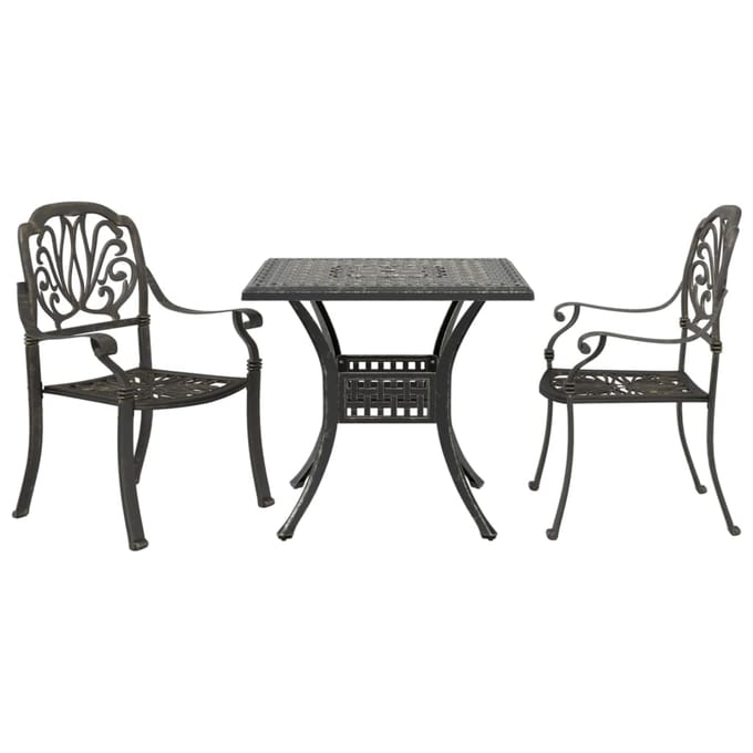 vidaXL - 3-delige - Bistroset - gietaluminium - bronskleurig