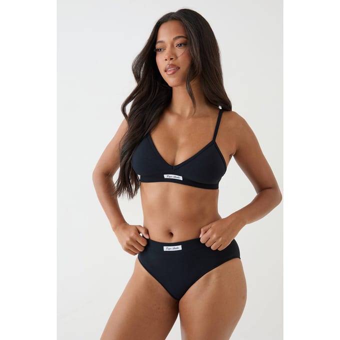 Dames Dsgn Studio Naadloze Driehoek Bralette En Slip Lingerieset | Zwart | Maat: Medium