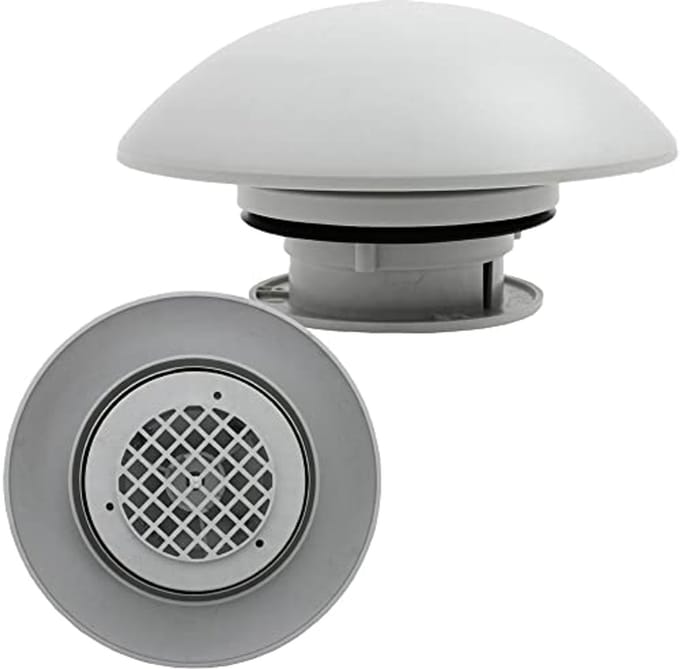 Dakventilator voor camper, caravan en boot - lichtgrijs en aerodynamisch ontwerp
