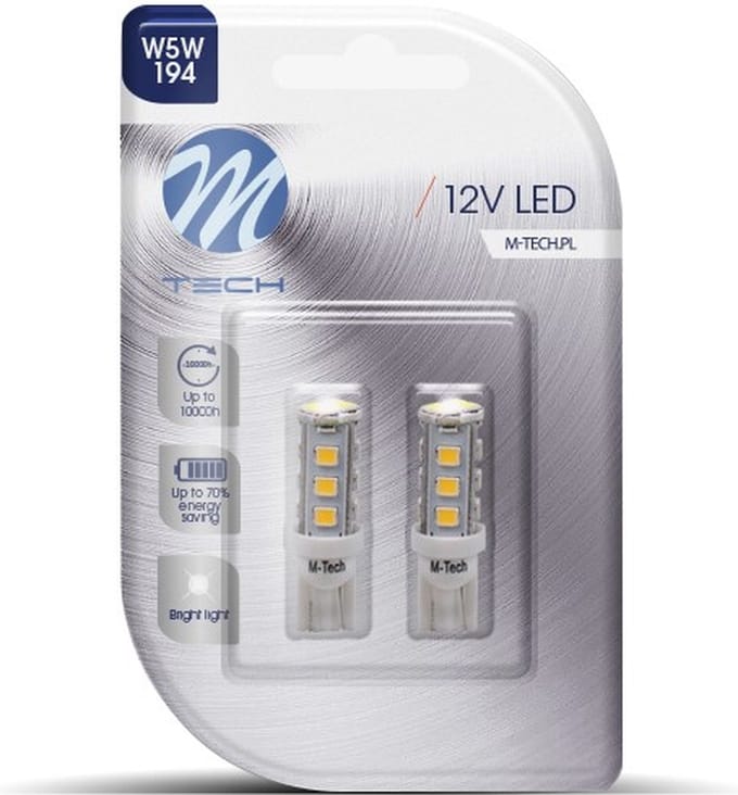 M-Tech LED - W5W 12V - Basic - 16x Led diode - Wit - Set